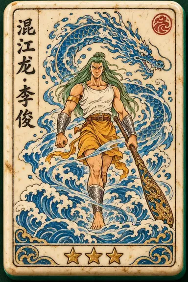Li Jun, River-Churning Dragon: hero flower tile portrait